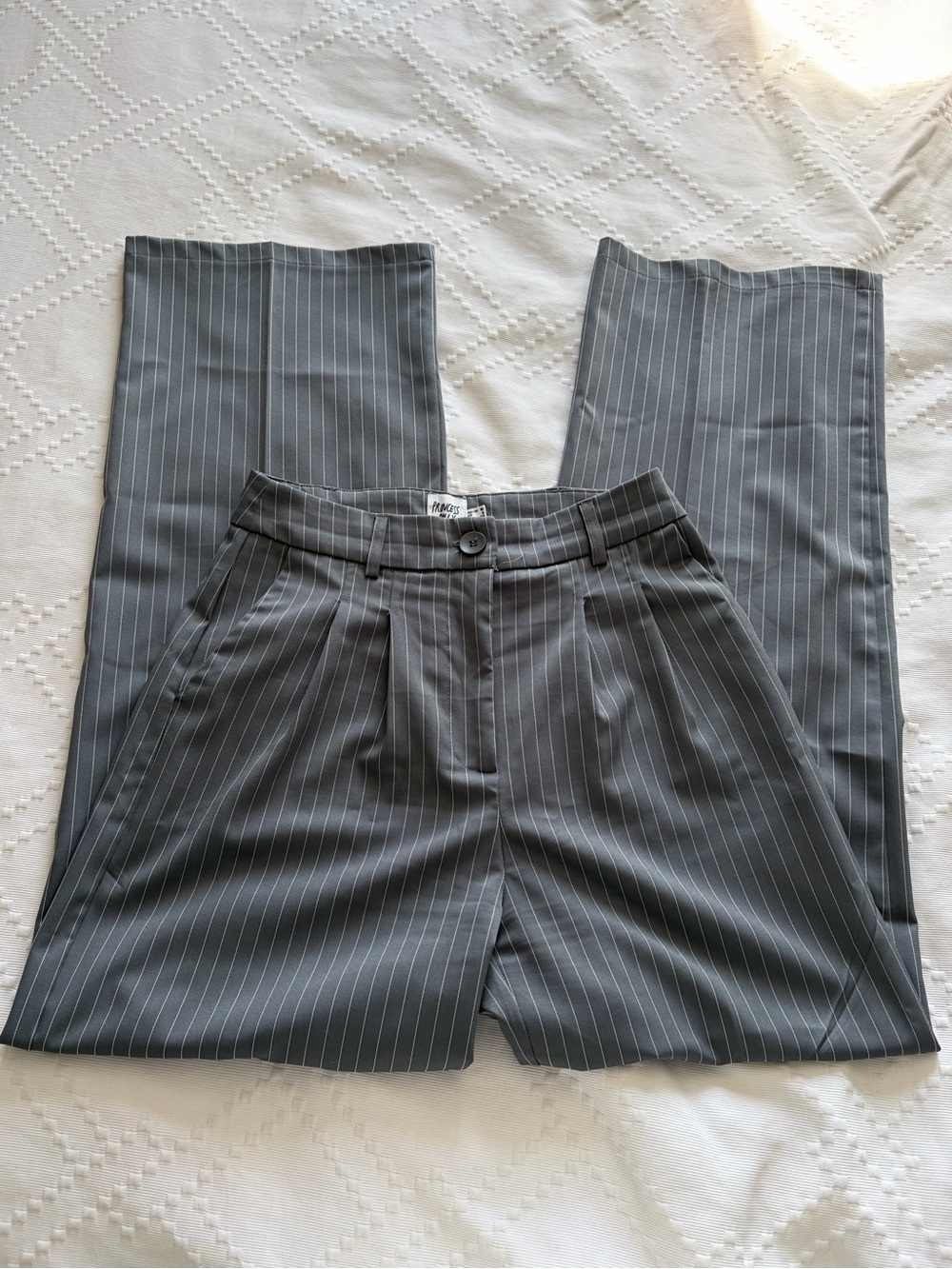 Princess Polly Gray Pinstripe Tailored Trousers